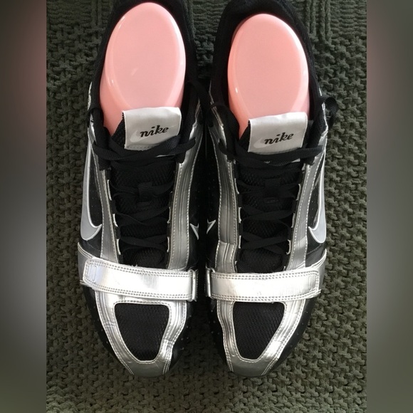 Nike Bowerman Men's Track & Field Shoes Black/Silver, Adjustable Velcro; Size 10 - Picture 5 of 15